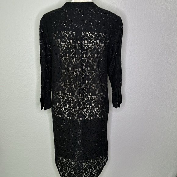 DKNYC Navy Lace Button Front Dress Tunic Oversized XS - Picture 6 of 11
